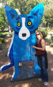 Julie in New Orleans with the Blue Dog