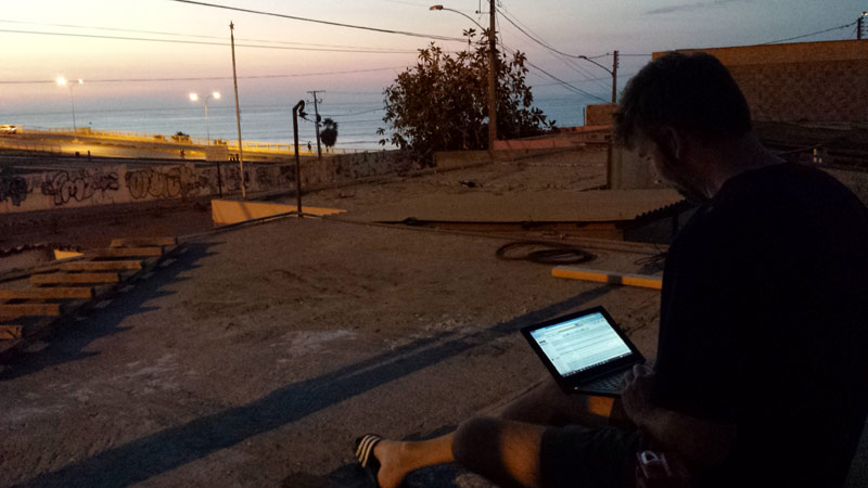 Image of Hanging out on the roof of our hostel in Arica, Chile.