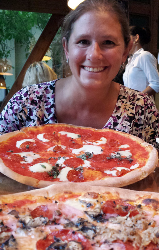 Image of Julie and pizza