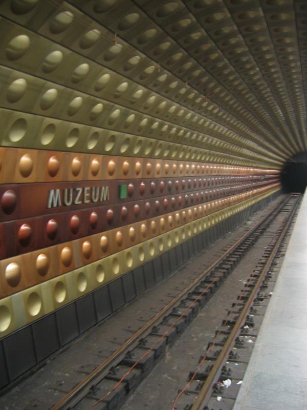 View from the platform at the Muzeum Metro Stop in Prague.