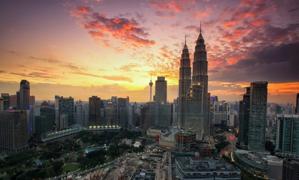 Image of sunset in kuala lumpur